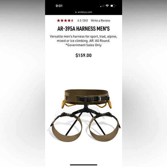 NEW Arcteryx AR-395A Climbing harnesses L or XL. Black and red - Picture 2 of 2